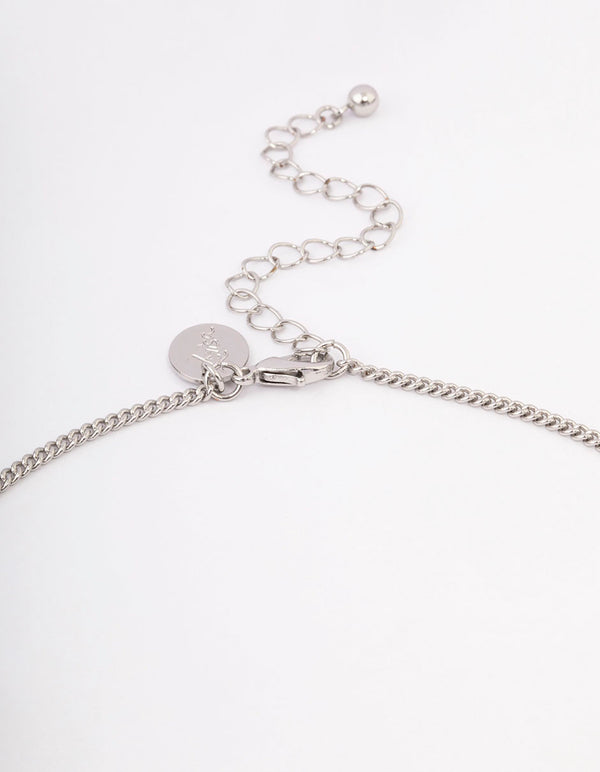 Silver Diamante Disc Long Necklace