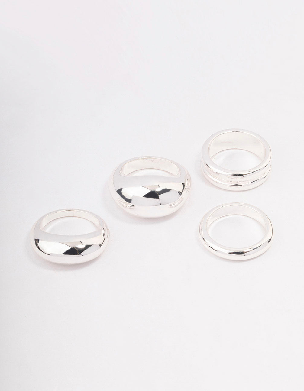 Silver Organic Smooth Ring Pack