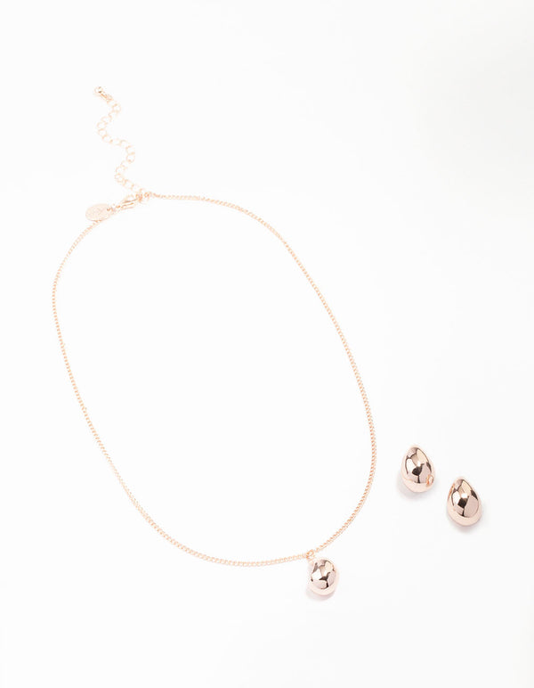 Rose Gold Teardrop Jewellery Set