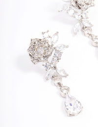 Silver Cubic Zirconia Flower Diamante Drop Earrings - link has visual effect only