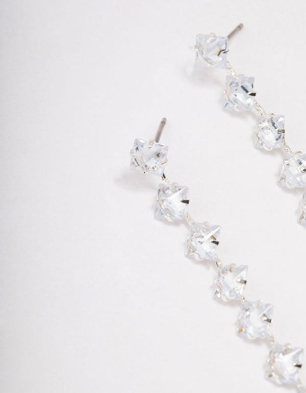 Silver Multi Cubic Zirconia Drop Earrings