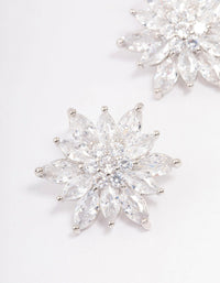 Silver Cubic Zirconia Flower Stud Earrings - link has visual effect only