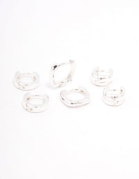 Silver Plated Brass  Chunky Rope Huggie Earring 3-Pack - link has visual effect only