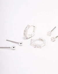 Silver Plated Brass  Baguette Huggie Earring 3-Pack - link has visual effect only