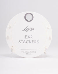 Silver Plated Brass  Baguette Huggie Earring 3-Pack - link has visual effect only