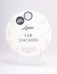 Silver Plated Brass  Princess Huggie Earring 4-Pack - link has visual effect only