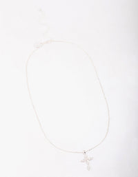 Silver Plated Brass  Large Marquise Cross Pendant Necklace - link has visual effect only