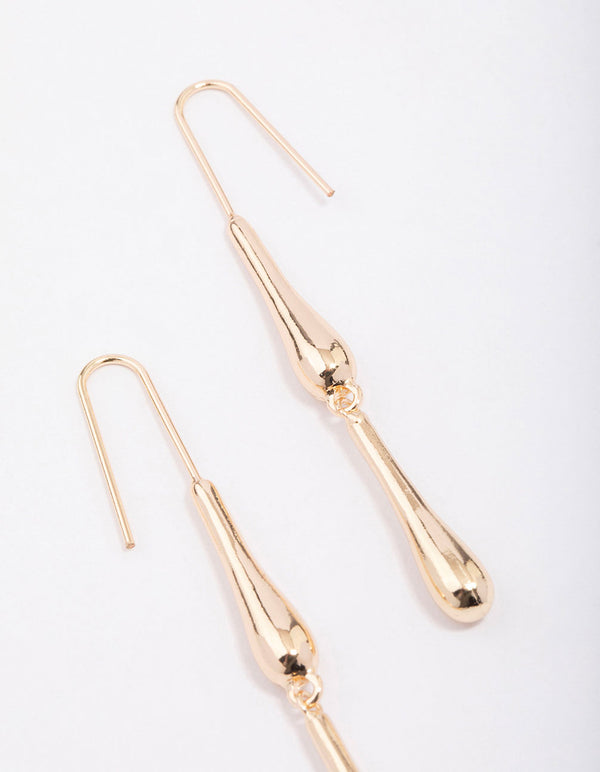 Gold Dripping Metal Drop Earrings