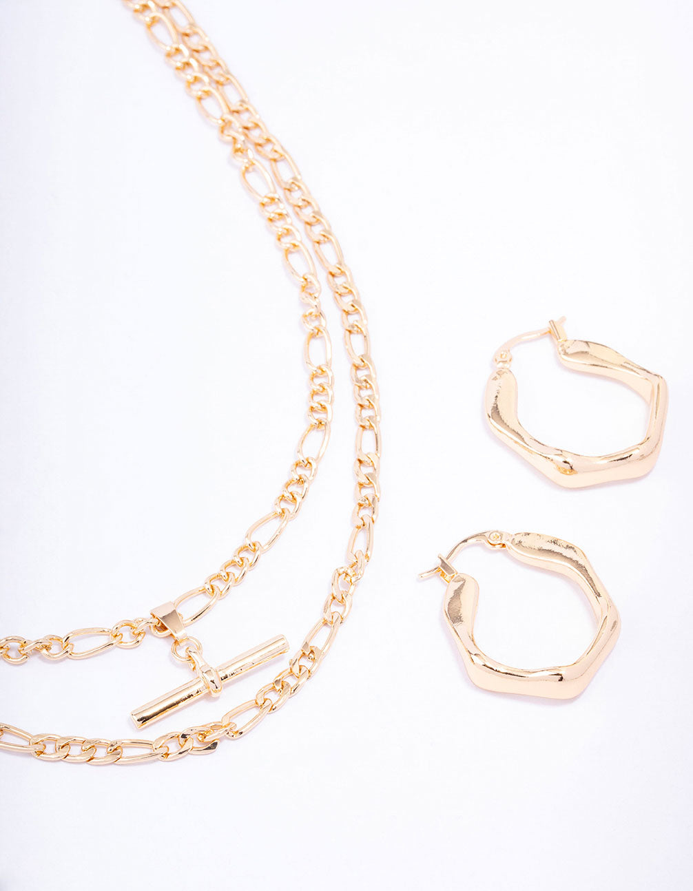 Gold Toggle Necklace & Earring Set