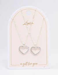 Silver Open Heart Diamante Necklace Pack - link has visual effect only
