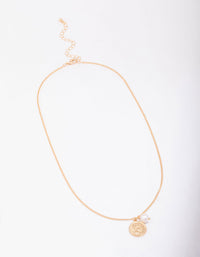 Gold Chunky Coin & Pearl Necklace - link has visual effect only