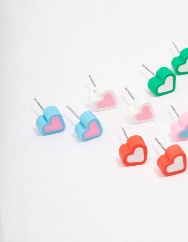 Silver Rubber Heart Stud Earring 8-Pack