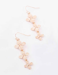 Rose Gold Textured Flower Drop Earrings - link has visual effect only