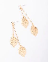Gold Diamante Layered Leaf Drop Earrings - link has visual effect only