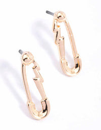 Gold Zig Zag Safety Pin Stud Earrings - link has visual effect only