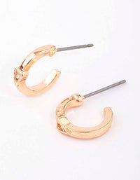 Gold Triangular Diamante Huggie Earrings - link has visual effect only