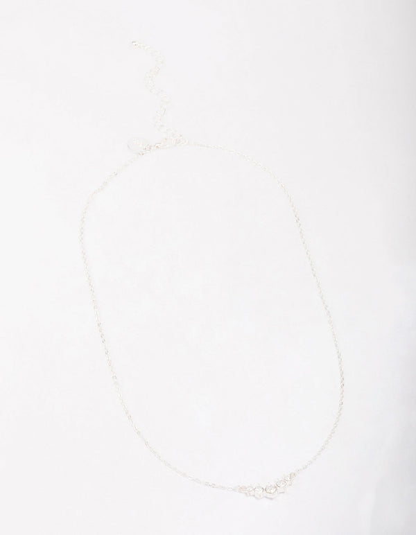 Silver Graduating Diamante Chain Necklace