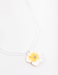 Silver Rope Diamante Frangipani Short Necklace - link has visual effect only