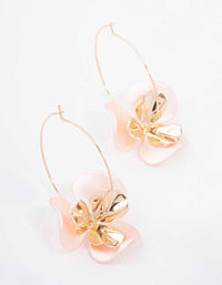 Gold & Blush Wire Flower Drop Earrings - link has visual effect only