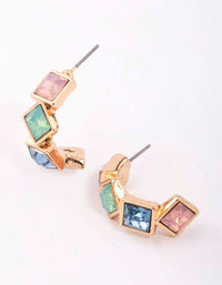 Gold Square Diamond Hoop Earrings - link has visual effect only