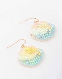 Gold Holographic Shell Drop Earrings - link has visual effect only
