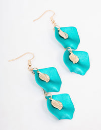 Teal Pearlised Filigree Petal Drop Earrings - link has visual effect only