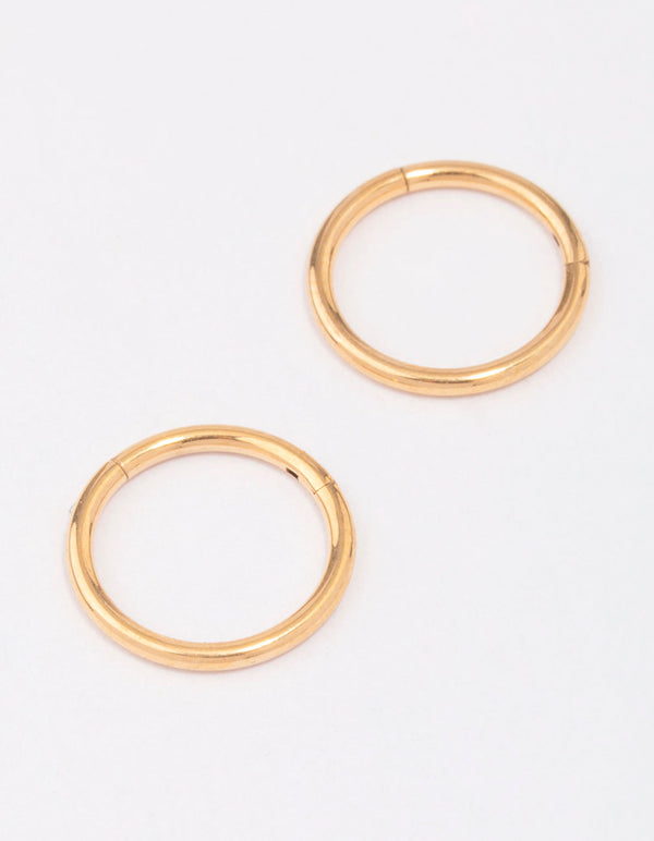 Gold Plated Titanium Fine Sleeper Earrings 10mm