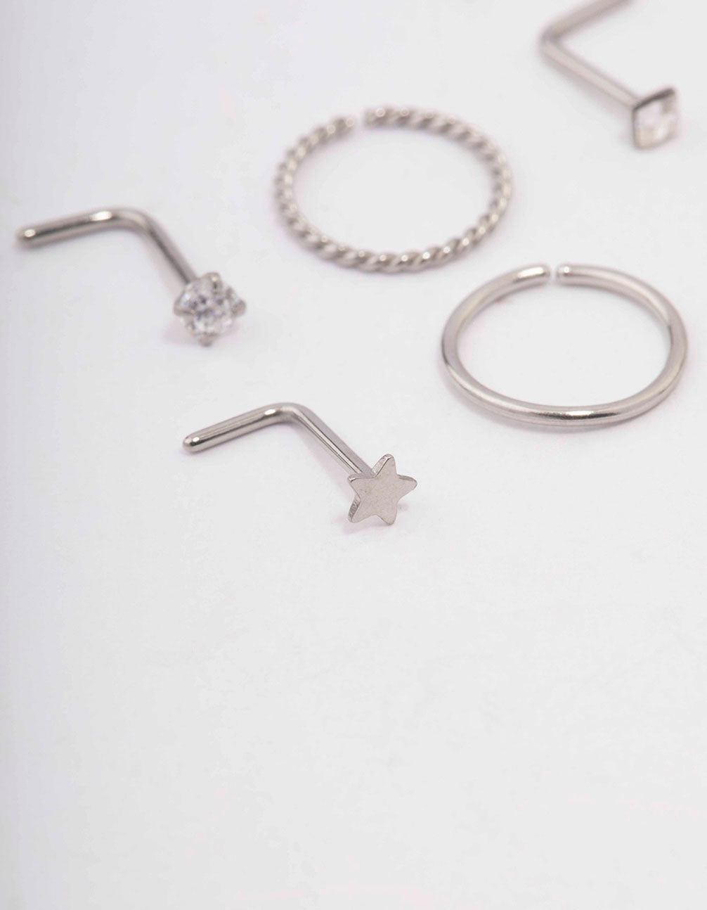 Surgical Steel Star Twisted Nose Piercing 6-Pack