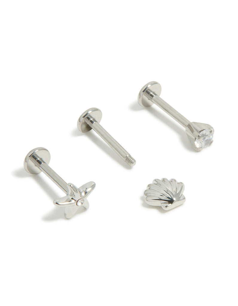 Surgical Shell Surgical Steel Sea Shell Flat Back 3-Pack - Lovisa