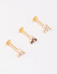 Gold Plated Surgical Steel Triangular Flat Back 3-Pack - link has visual effect only