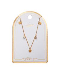 Gold Plated Stainless Steel Diamante & Heart Necklace - link has visual effect only