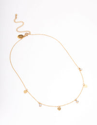 Gold Plated Stainless Steel Diamante & Heart Necklace - link has visual effect only