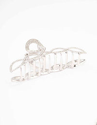Silver Diamante Braided Twisted Hair Claw Clip - link has visual effect only