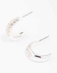 Silver Pave Diamante Hoop Earrings - link has visual effect only