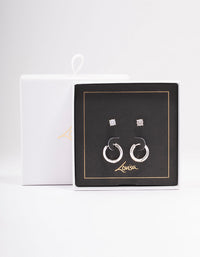 Silver Diamante Stud & Hoop Earring Pack - link has visual effect only