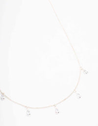 Silver Pearl Floating Diamante Droplet Necklace - link has visual effect only