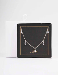 Silver Pearl Floating Diamante Droplet Necklace - link has visual effect only