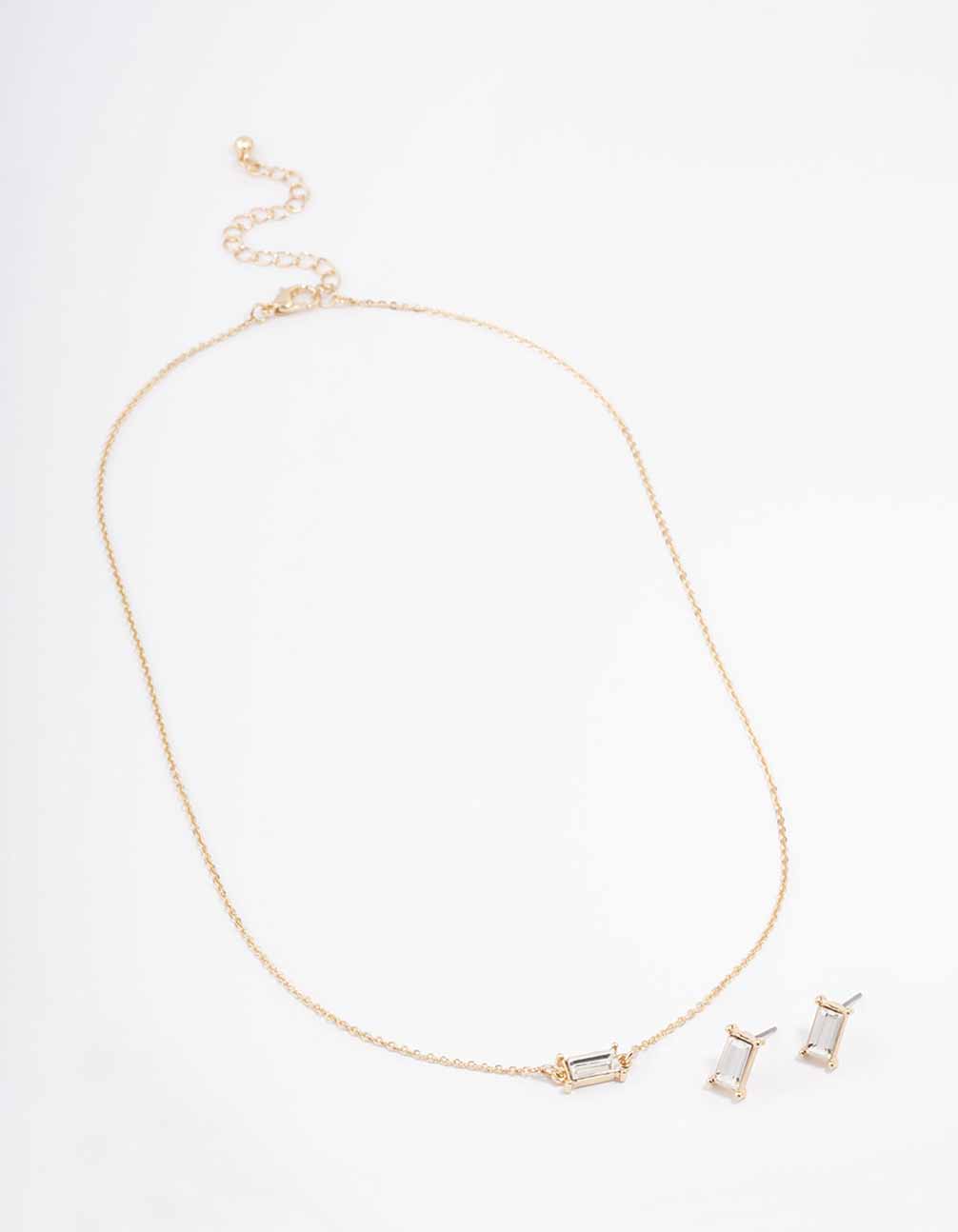 Gold Baguette Jewellery Set