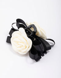 Black Mixed Bow & Flower Hair Claw Clips - link has visual effect only