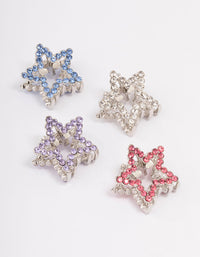 Silver Mini Diamante Star Hair Claw Clip 4-Pack - link has visual effect only