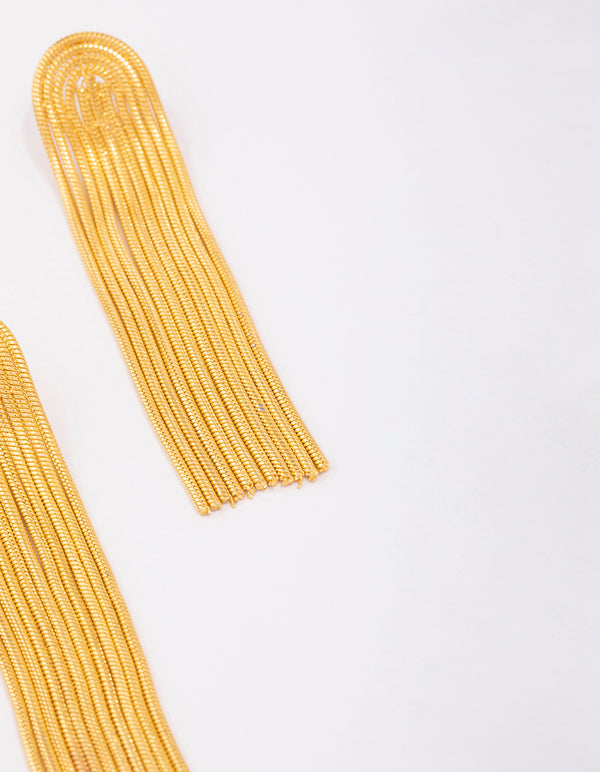 Waterproof Gold Plated Stainless Steel Curved Box Chain Drop Earrings