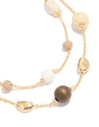 Gold Double Chain Beaded Necklace - link has visual effect only