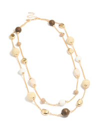 Gold Double Chain Beaded Necklace - link has visual effect only