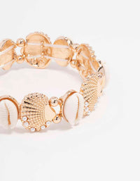 Gold Genuine Shell Pearl Stretch Bracelet - link has visual effect only