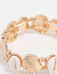 Gold Genuine Shell Pearl Stretch Bracelet - link has visual effect only