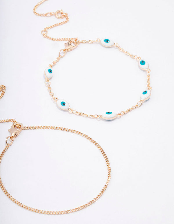 Gold Evil Eye Bracelet & Anklet 4-Pack
