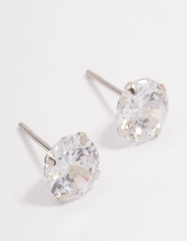 Sterling Silver Cubic Zirconia Claw Stud Earrings