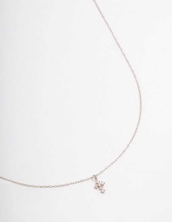 Platinum Sterling Silver Cross Cubic Zirconia Pendant Necklace