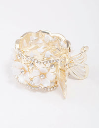 Gold Flower Butterfly Pony Tail Clip - link has visual effect only