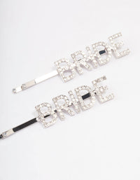 Rhodium Diamante Bride Hair Clip Pack - link has visual effect only